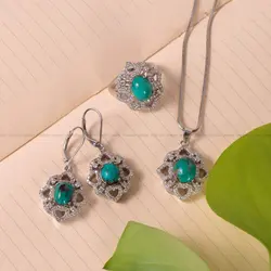 نیم ست فیروزه زنانه کد 2154 - جواهری مشاهیر