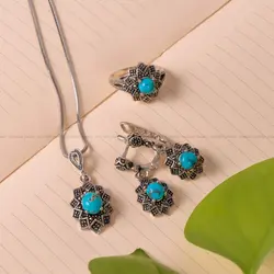 نیم ست فیروزه زنانه کد 2153 - جواهری مشاهیر