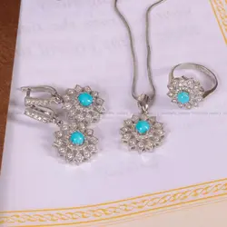 نیم ست فیروزه زنانه کد 2149 - جواهری مشاهیر
