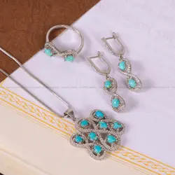 نیم ست فیروزه زنانه کد 2146 - جواهری مشاهیر