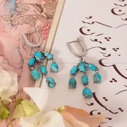 گوشواره فیروزه زنانه کد 1726 - جواهری مشاهیر