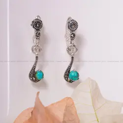 گوشواره فیروزه زنانه کد 1711 - جواهری مشاهیر