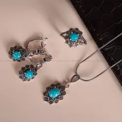 نیم ست فیروزه زنانه کد 1567 - جواهری مشاهیر