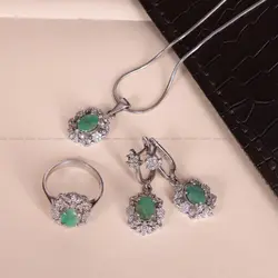 نیم ست زمرد زنانه کد 1566 - جواهری مشاهیر