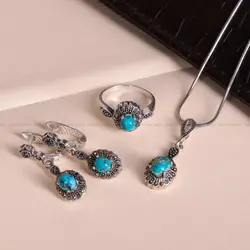 نیم ست فیروزه زنانه کد 1565 - جواهری مشاهیر