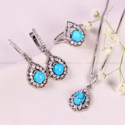 نیم ست فیروزه زنانه کد 14813 - جواهری مشاهیر