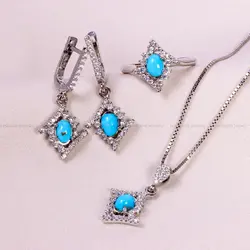 نیم ست فیروزه زنانه کد 14815 - جواهری مشاهیر