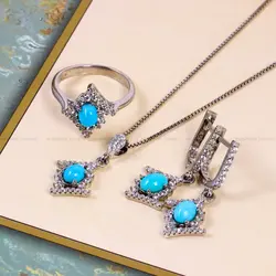 نیم ست فیروزه زنانه کد 14802 - جواهری مشاهیر