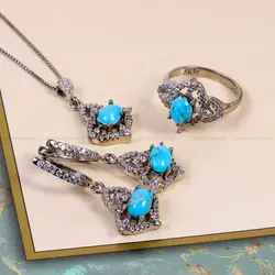 نیم ست فیروزه زنانه کد 14799 - جواهری مشاهیر