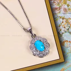 گردنبند فیروزه زنانه کد 14776 - جواهری مشاهیر