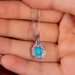 گردنبند فیروزه زنانه کد 14776 - جواهری مشاهیر