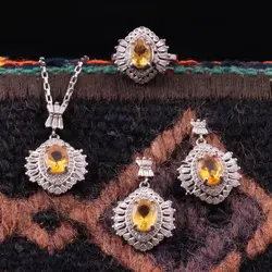 نیم ست سیترین زنانه کد 119 - جواهری مشاهیر