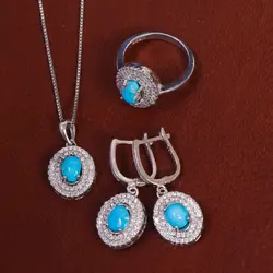 نیم ست فیروزه زنانه کد 16195 - جواهری مشاهیر