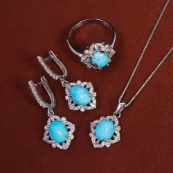 نیم ست فیروزه زنانه کد 16192 - جواهری مشاهیر