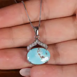 گردنبند فیروزه زنانه کد 16663 - جواهری مشاهیر