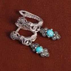 گوشواره فیروزه زنانه کد 16814 - جواهری مشاهیر