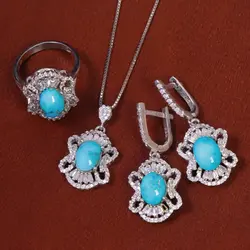نیم ست فیروزه زنانه کد 17397 - جواهری مشاهیر