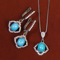 نیم ست فیروزه زنانه کد 17391 - جواهری مشاهیر