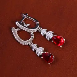 گوشواره سنتاتیک یاقوت سرخ زنانه کد 17412 - جواهری مشاهیر