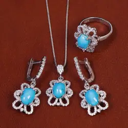 نیم ست فیروزه زنانه کد 17407 - جواهری مشاهیر