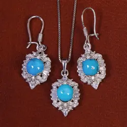 نیم ست فیروزه زنانه کد 17404 - جواهری مشاهیر