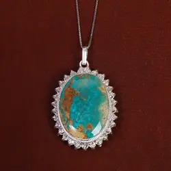 گردنبند فیروزه زنانه کد 17583 - جواهری مشاهیر