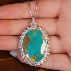 گردنبند فیروزه زنانه کد 17583 - جواهری مشاهیر