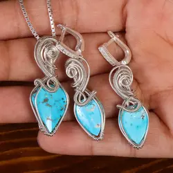 نیم ست فیروزه زنانه کد 21264