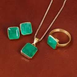 نیم ست زمرد زنانه کد 21987