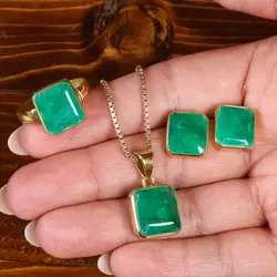 نیم ست زمرد زنانه کد 21987