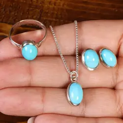 نیم ست فیروزه زنانه کد 21969