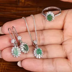 نیم ست زمرد زنانه کد 22196