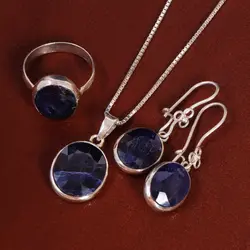 نیم ست یاقوت کبود زنانه کد 22132