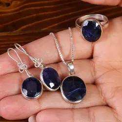 نیم ست یاقوت کبود زنانه کد 22132