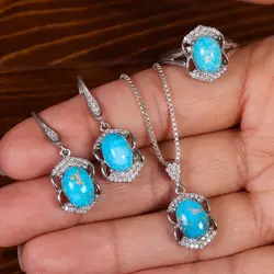 نیم ست فیروزه زنانه کد 23322