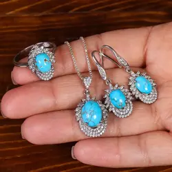 نیم ست فیروزه زنانه کد 23286