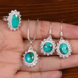 نیم ست فیروزه زنانه کد 24680