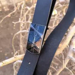 کمربند چرم طبیعی دولایه گاوی با سگک پلاکی K35L2PA6