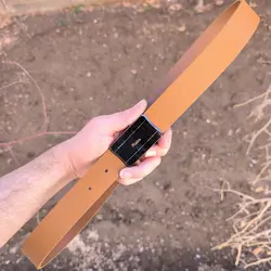 کمربند چرم طبیعی دولایه گاوی با سگک پلاکی K35L2PA6