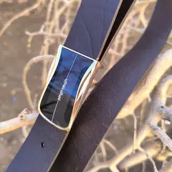 کمربند چرم طبیعی دولایه گاوی با سگک پلاکی K35L2PA3