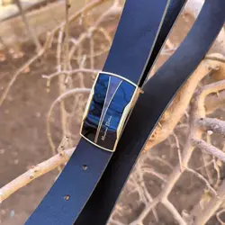 کمربند چرم طبیعی دولایه گاوی با سگک پلاکی K35L2PA4