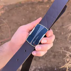 کمربند چرم طبیعی دولایه گاوی با سگک پلاکی K35L2PA4