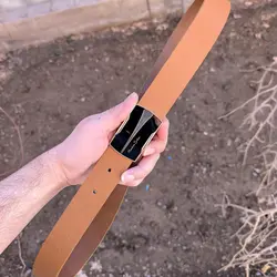 کمربند چرم طبیعی دولایه گاوی با سگک پلاکی K35L2PA4