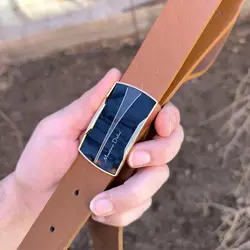 کمربند چرم طبیعی دولایه گاوی با سگک پلاکی K35L2PA4