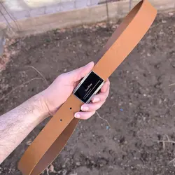 کمربند چرم طبیعی دولایه گاوی با سگک پلاکی K35L2PA2