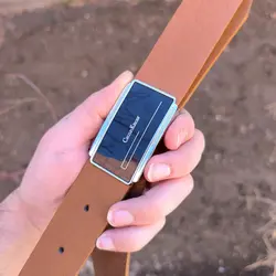 کمربند چرم طبیعی دولایه گاوی با سگک پلاکی K35L2PA2