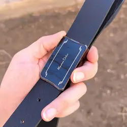 کمربند چرم طبیعی دولایه گاوی با سگک پلاکی K35L2PA8