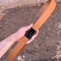 کمربند چرم طبیعی دولایه گاوی با سگک پلاکی K35L2PA8