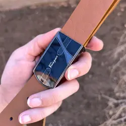 کمربند چرم طبیعی دولایه گاوی با سگک پلاکی K35L2PA7