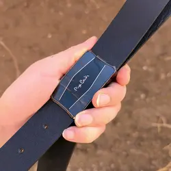 کمربند چرم طبیعی دولایه گاوی با سگک پلاکی K35L2PA12